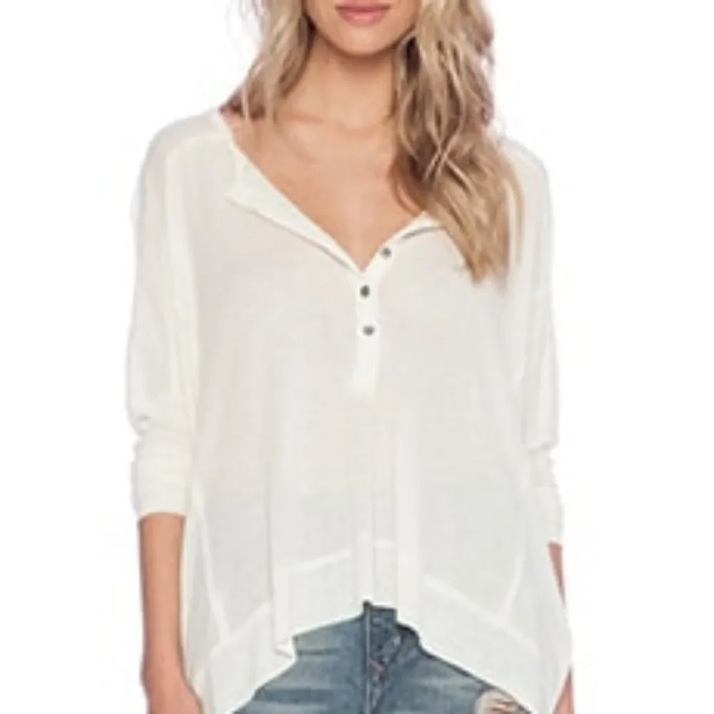 Free People Benedict Canyon Henley Ivory Top Size S-P